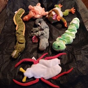 NWT TY BEANIE BABIES PEEKABOO, SCURRY, SWAMPY, PRINCE, SQUIRMY & MORRIE